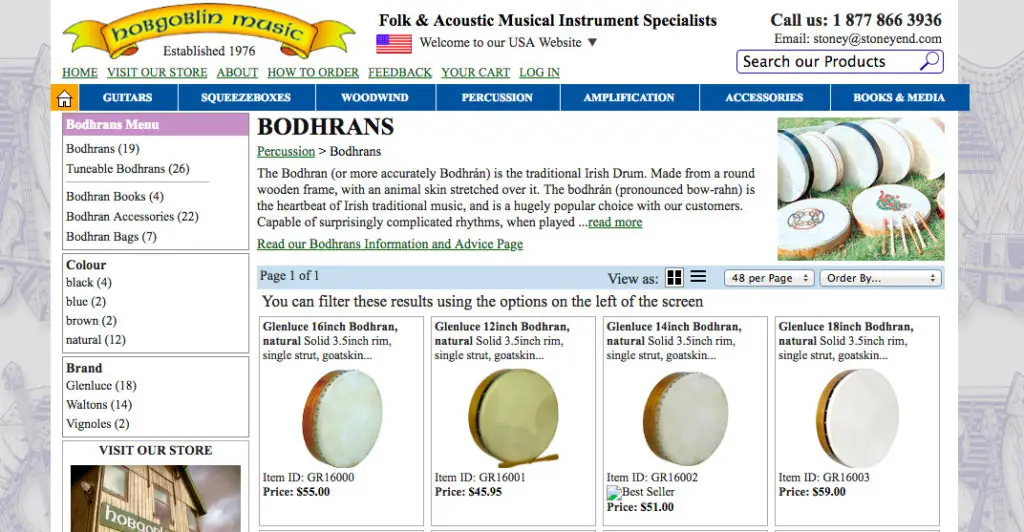 Hobgoblin Music bodhran for sale