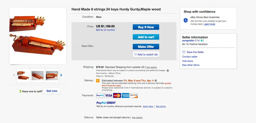 Cheap hurdy gurdy for sale